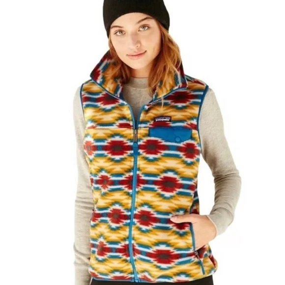 Patagonia Synchilla Aztec Fleece Vest Jacket Wild Desert Prarie Gold Women's M - Picture 1 of 11